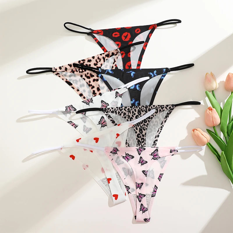 FINETOO Seamless Thin Strap Low Waist Thong - 4PCS