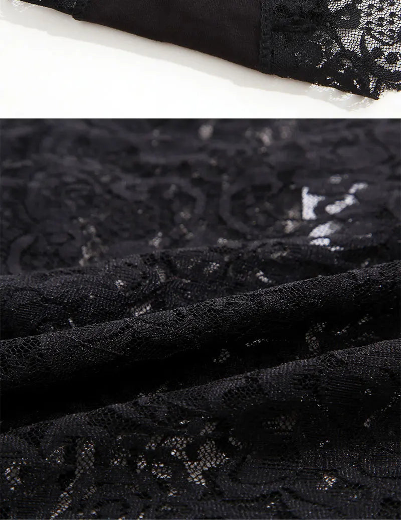 FINETOO High-Rise Stretchy Semi Sheer French-Cut Lace Panties - 1PCS