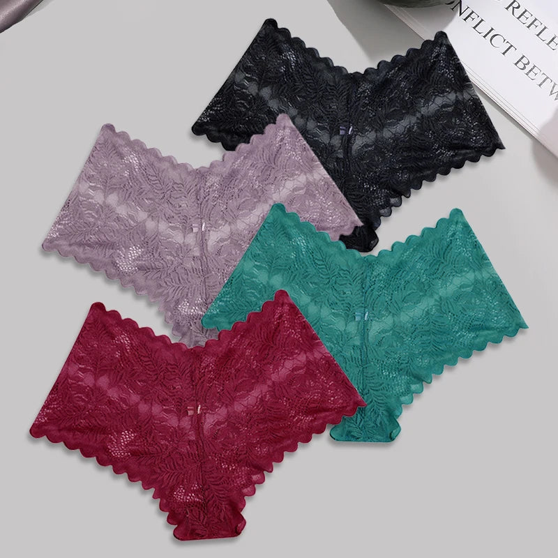 FINETOO Lace Floral Boyshorts - 4pcs