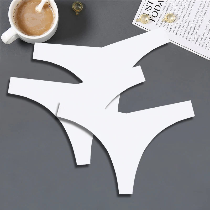 FINETOO Ice Silk Seamless V-Waist Sport Low Rise G-string Thongs - 3PCS