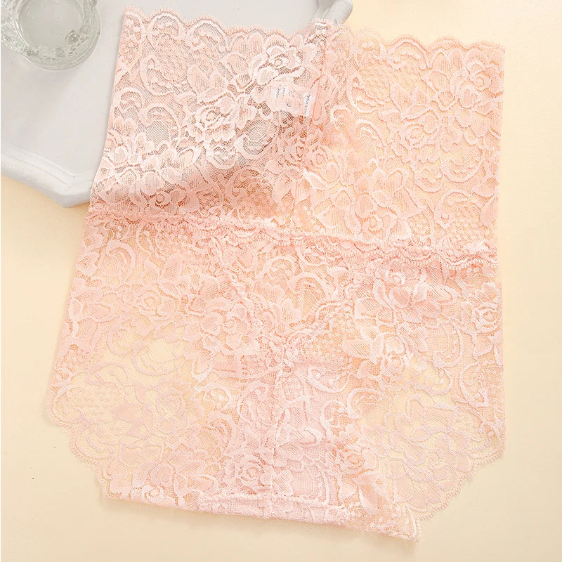 FINETOO High-Rise Stretchy Semi Sheer French-Cut Lace Panties - 1PCS