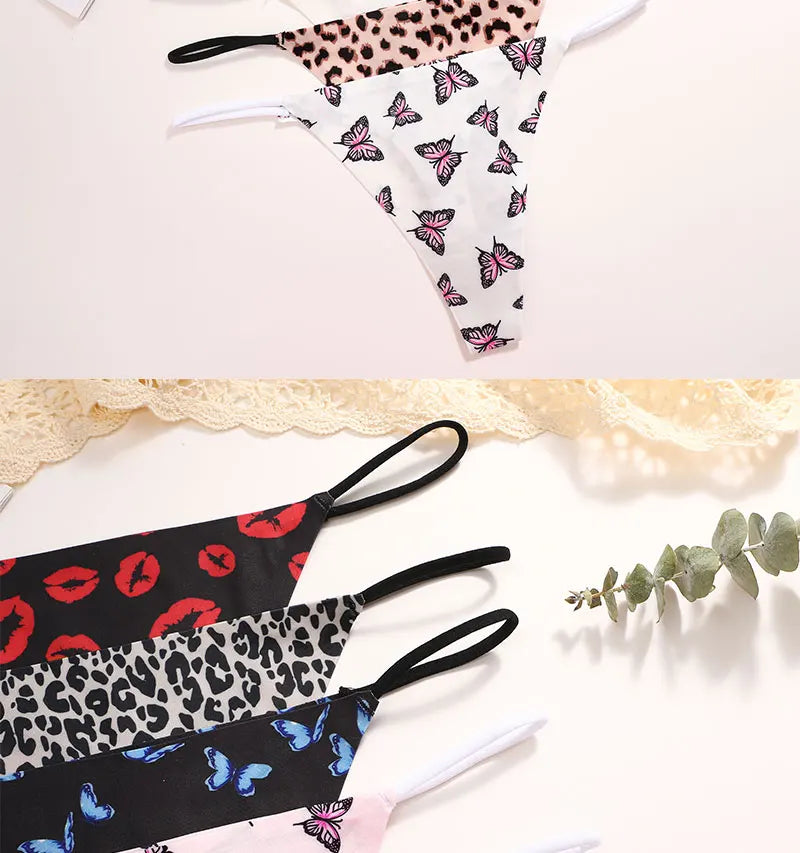FINETOO Seamless Thin Strap Low Waist Thong - 4PCS
