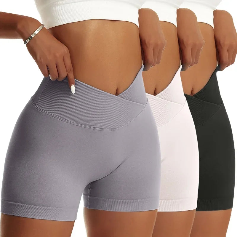 Hip Sports High Elastic Breathable Running Biker Shorts - 3 Pcs