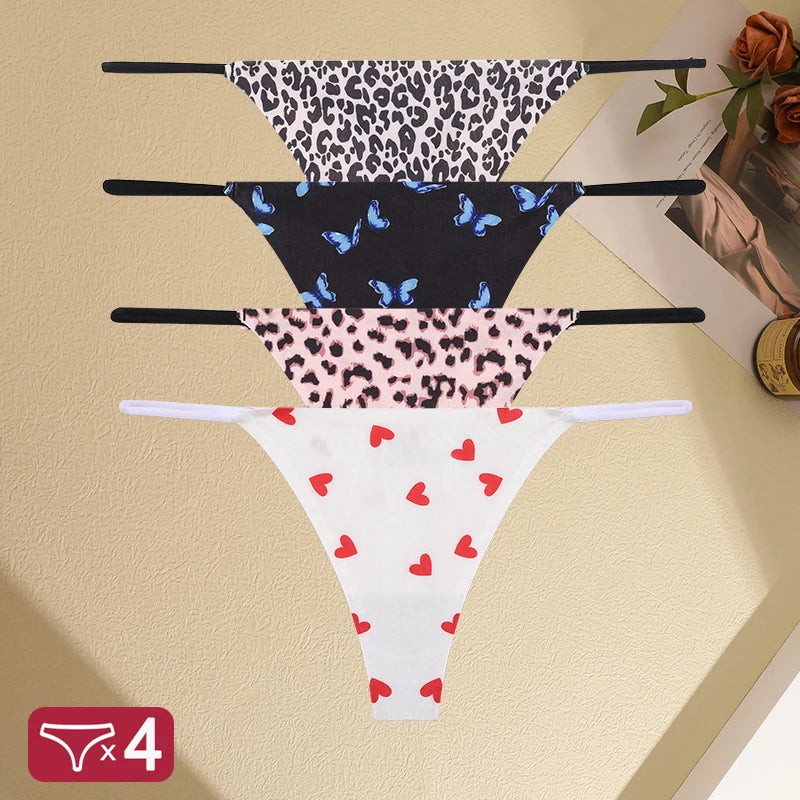FINETOO Seamless Thin Strap Low Waist Thong - 4PCS