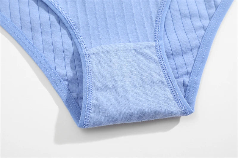 FINETOO Ribbed Striped Underwear 5PCS/SET