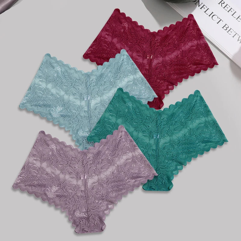 FINETOO Lace Floral Boyshorts - 4pcs