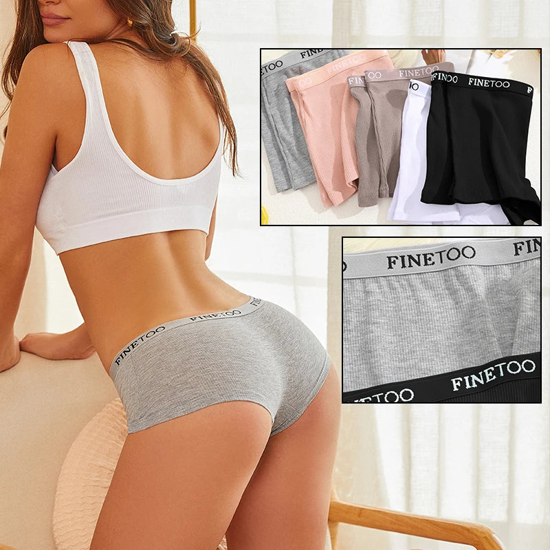 FINETOO Boxer Boyshort Low Waist Underwear - 2PCS/Set