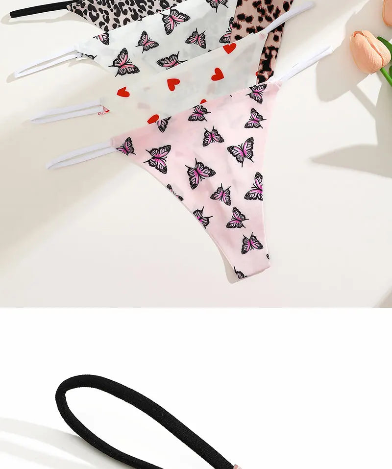 FINETOO Seamless Thin Strap Low Waist Thong - 4PCS