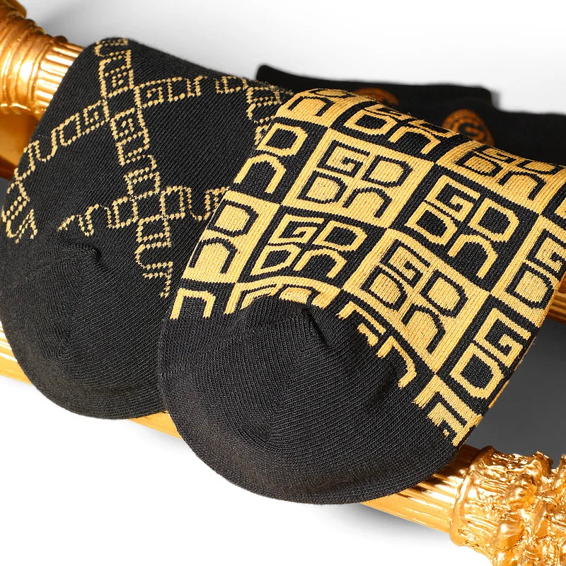 Gold Mid-Length Cotton Socks - 6 pairs