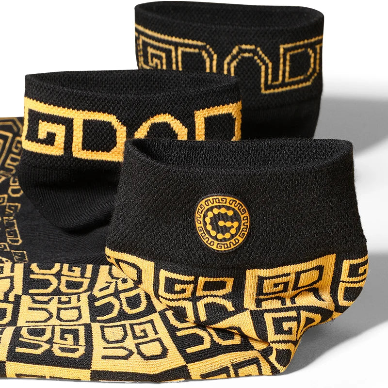 Gold Mid-Length Cotton Socks - 6 pairs