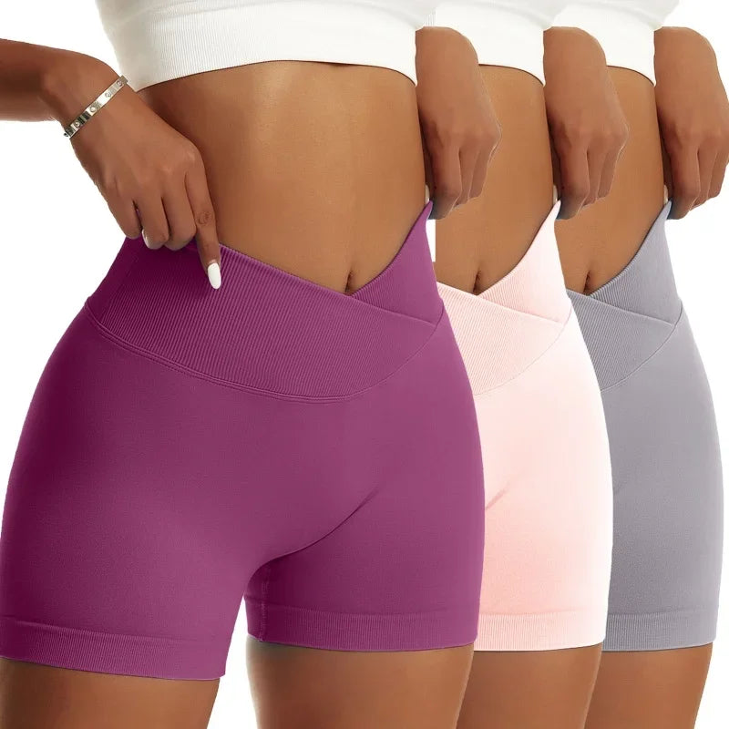 Hip Sports High Elastic Breathable Running Biker Shorts - 3 Pcs