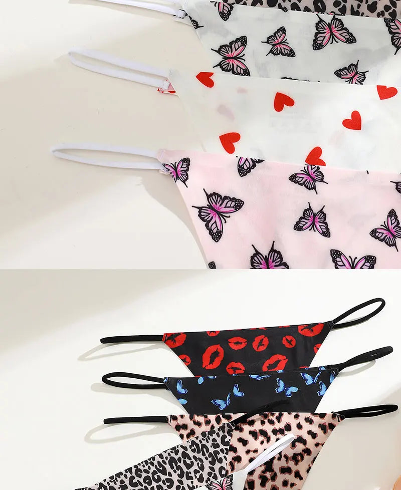 FINETOO Seamless Thin Strap Low Waist Thong - 4PCS