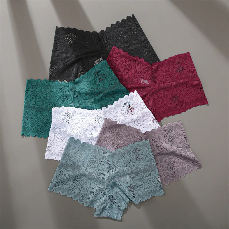 FINETOO Lace Floral Boyshorts - 4pcs