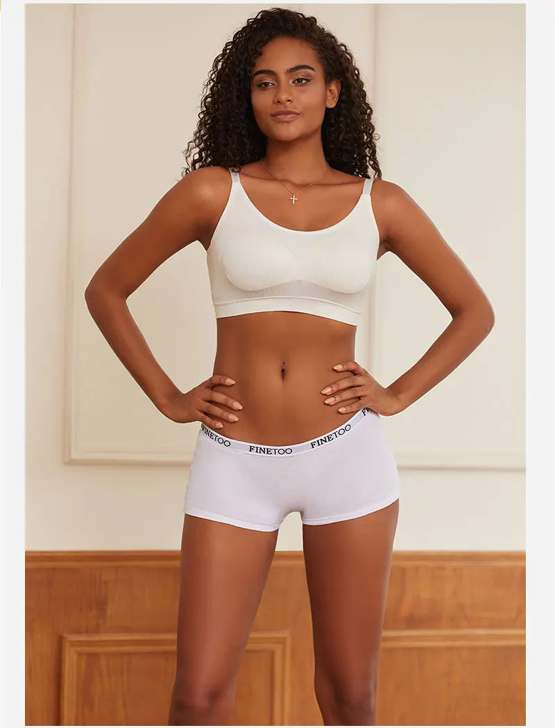 FINETOO Boxer Boyshort Low Waist Underwear - 2PCS/Set