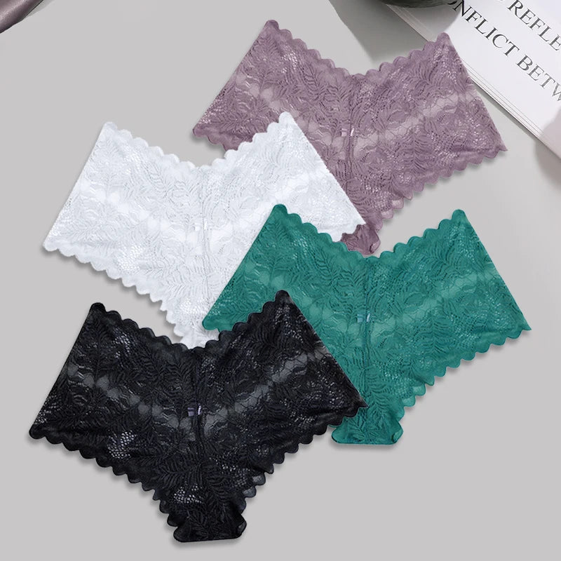 FINETOO Lace Floral Boyshorts - 4pcs