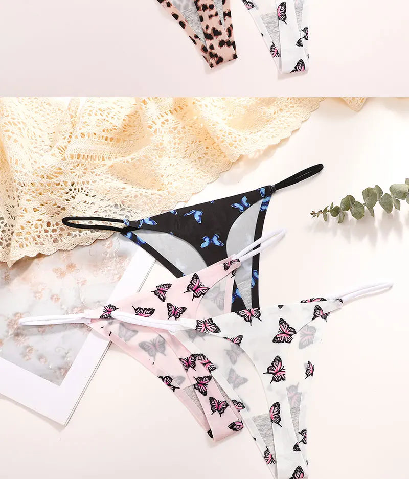 FINETOO Seamless Thin Strap Low Waist Thong - 4PCS