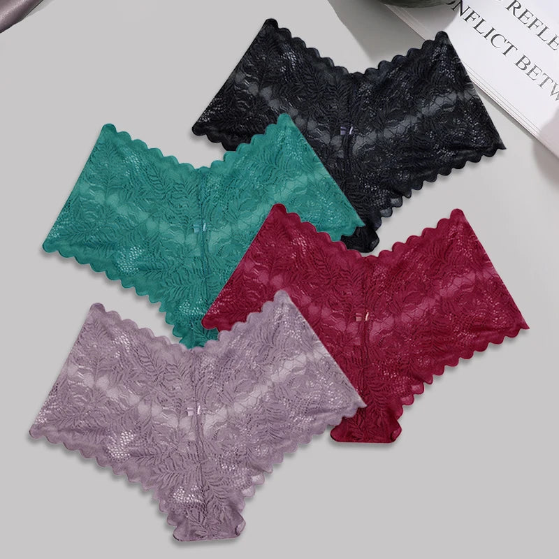 FINETOO Lace Floral Boyshorts - 4pcs