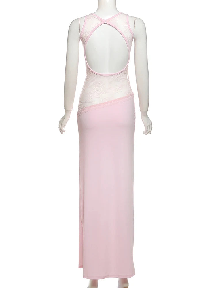 Jacquard Mesh Patchwork Irregular Chic Dress