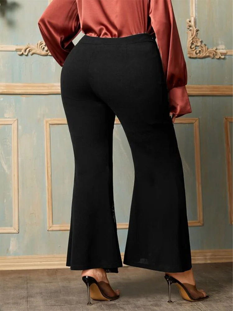 High Waist Lace Flare Leggings - Plus Size