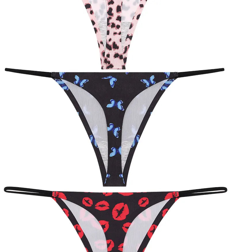 FINETOO Seamless Thin Strap Low Waist Thong - 4PCS