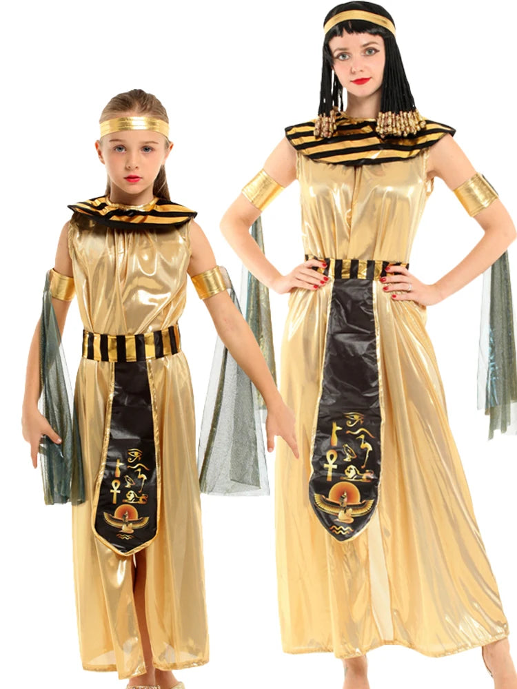 Parents-child Ancient Egyptian King Pharaoh Goddess Cleopatra Cosplay Costumes
