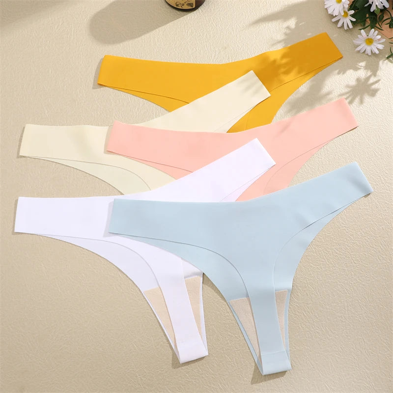 FINETOO Ice Silk Seamless V-Waist Sport Low Rise G-string Thongs - 3PCS
