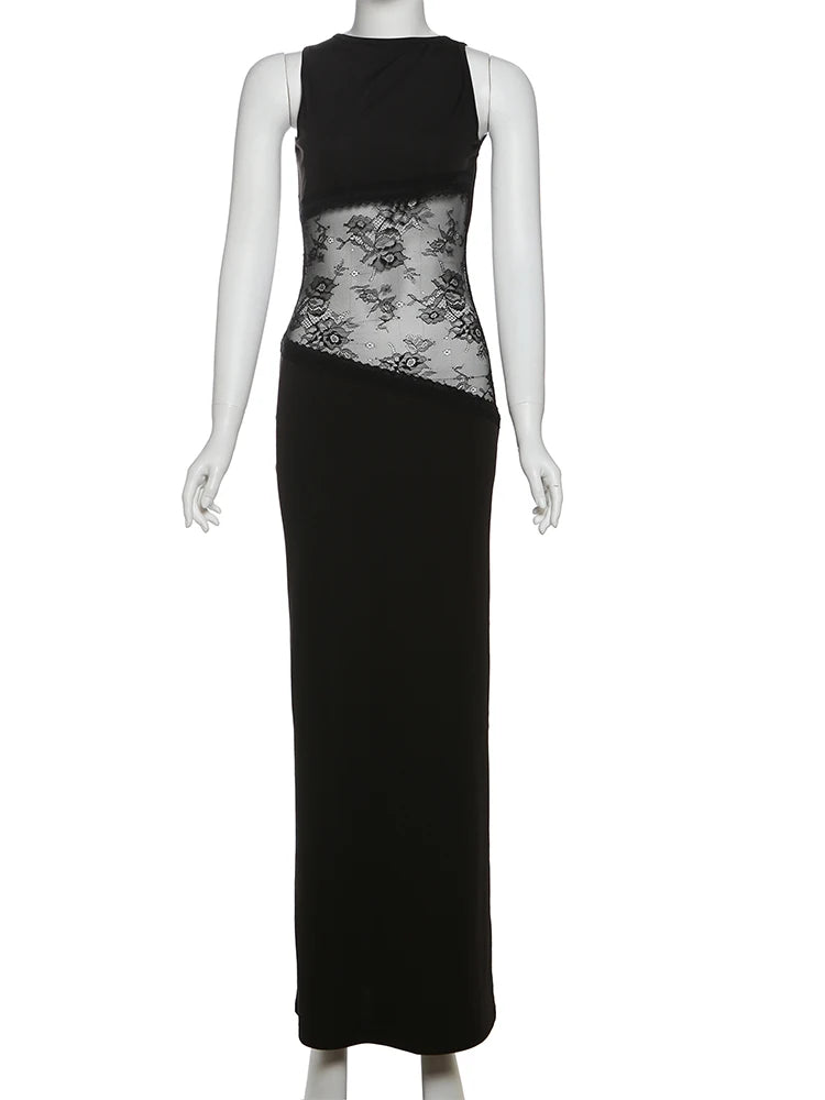 Jacquard Mesh Patchwork Irregular Chic Dress