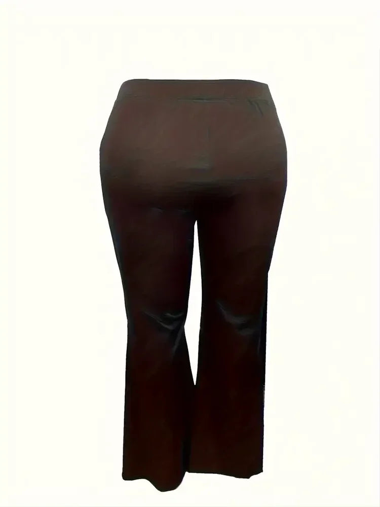 High Waist Lace Flare Leggings - Plus Size