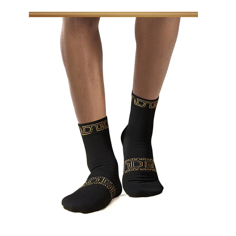 Gold Mid-Length Cotton Socks - 6 pairs