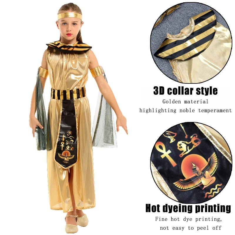 Parents-child Ancient Egyptian King Pharaoh Goddess Cleopatra Cosplay Costumes