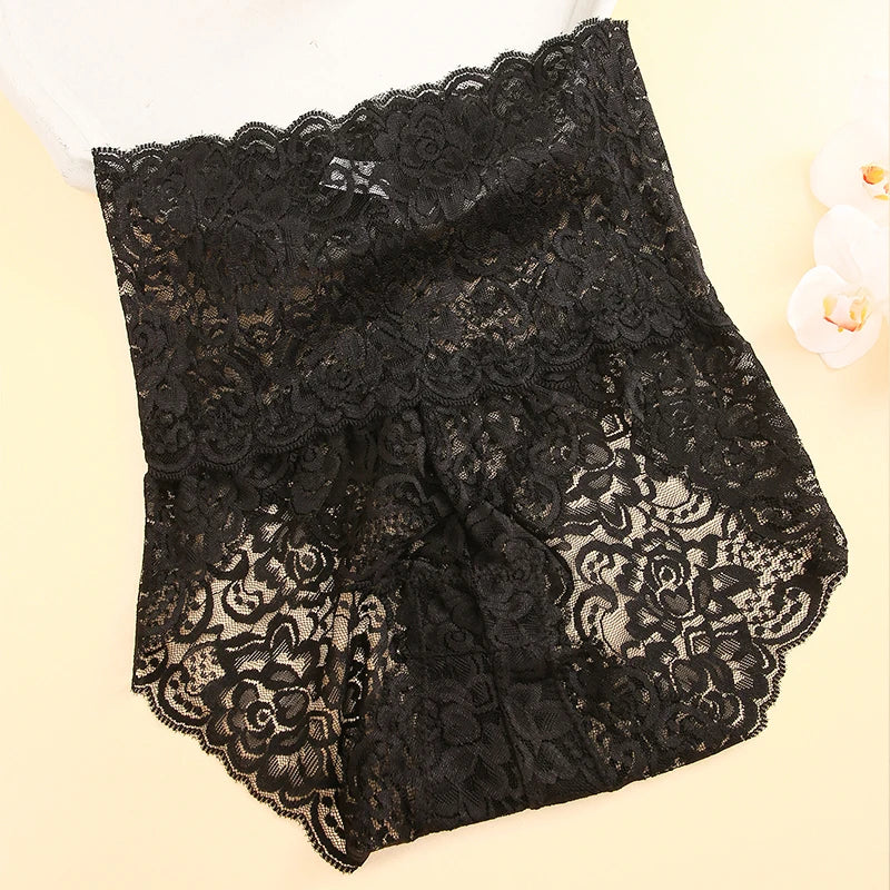 FINETOO High-Rise Stretchy Semi Sheer French-Cut Lace Panties - 1PCS