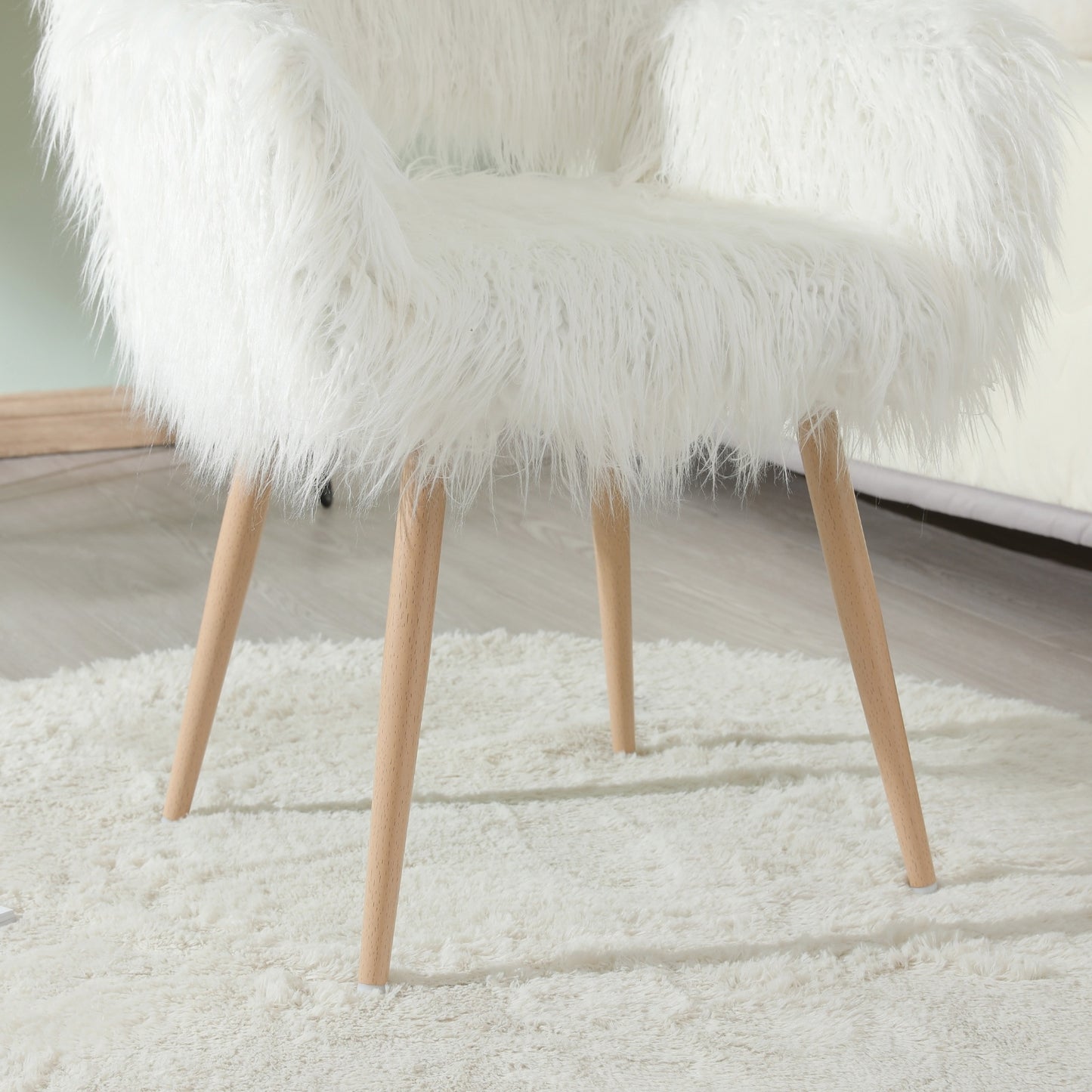 Faux Fur Make Up Chair with Metal Leg