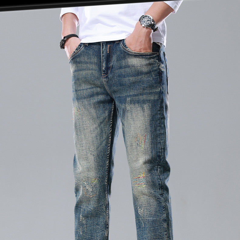 Straight Slim Cotton Vintage Jeans