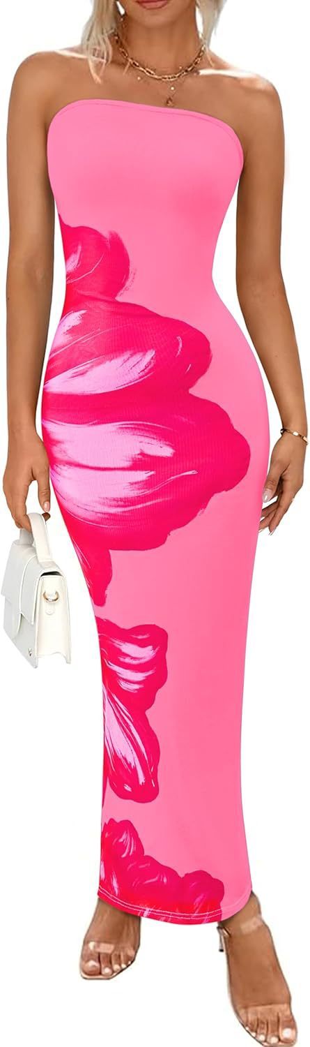 Slim-Fit Contrast Floral Print Dress