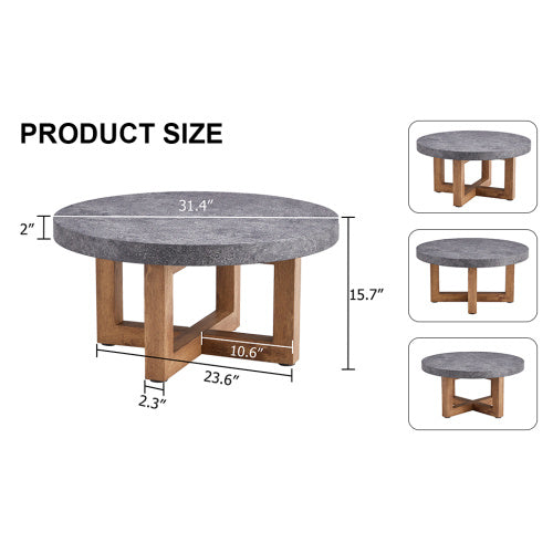 Modern Gray Texture MDF Round Coffee Table