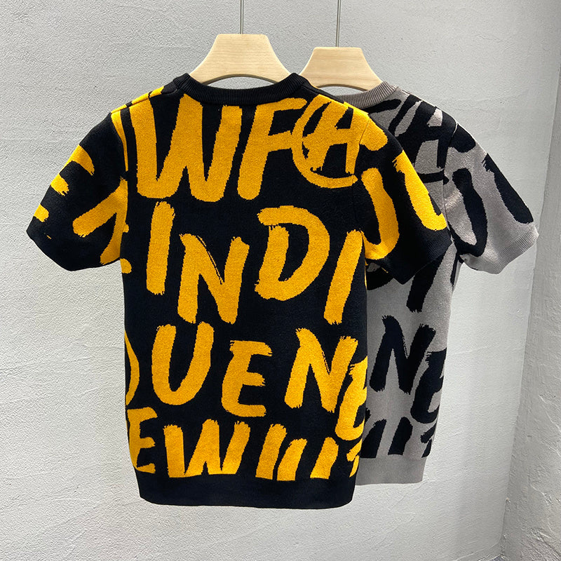 Knitted Short-Sleeved Sweater