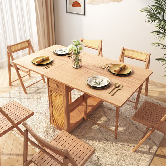 Multifunctional Rattan Log Folding Dining Table