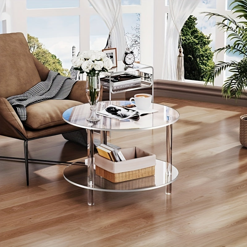 Double - Layer Acrylic Transparent Round Table