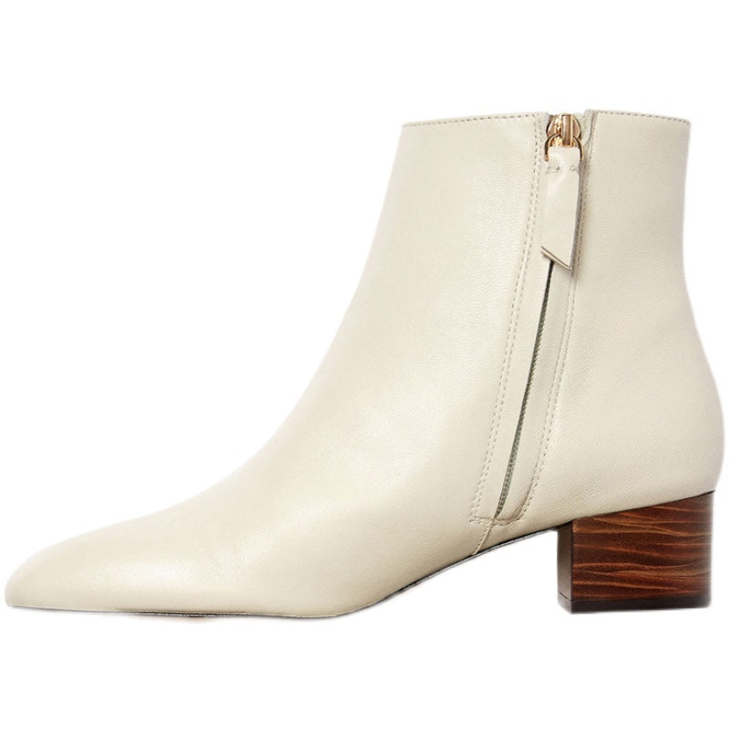 Zipper Ankle Leather Boots