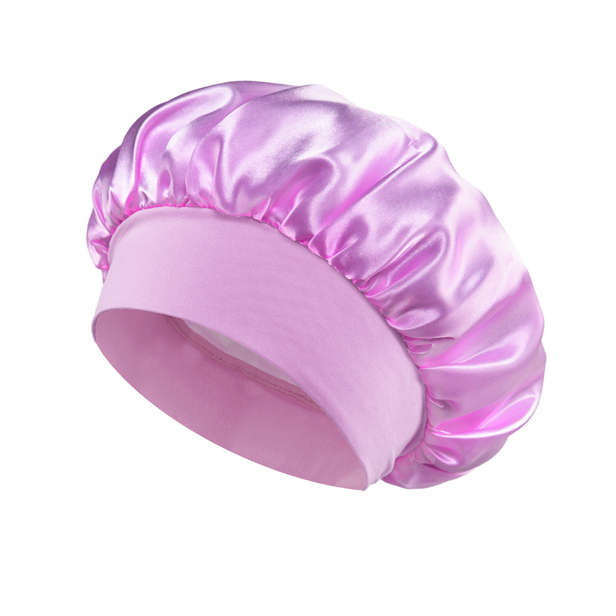 Solid Color Satin Wide Brim Nightcap