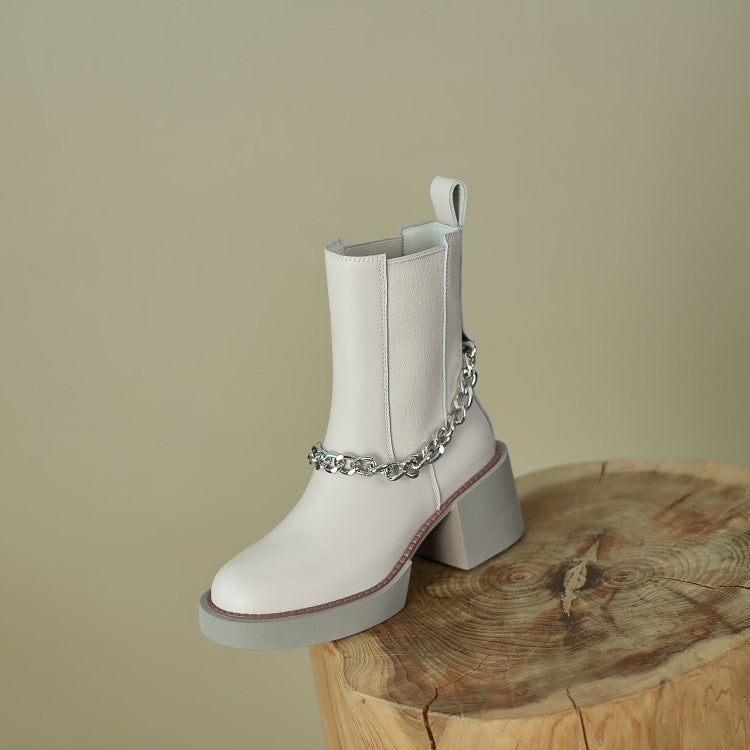 Ankle Chain Thick Soled Martin Boots