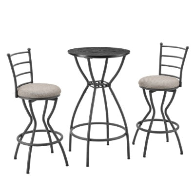 3-Piece Bar Table And Chairs Set with Metal Back and Fabric Seat