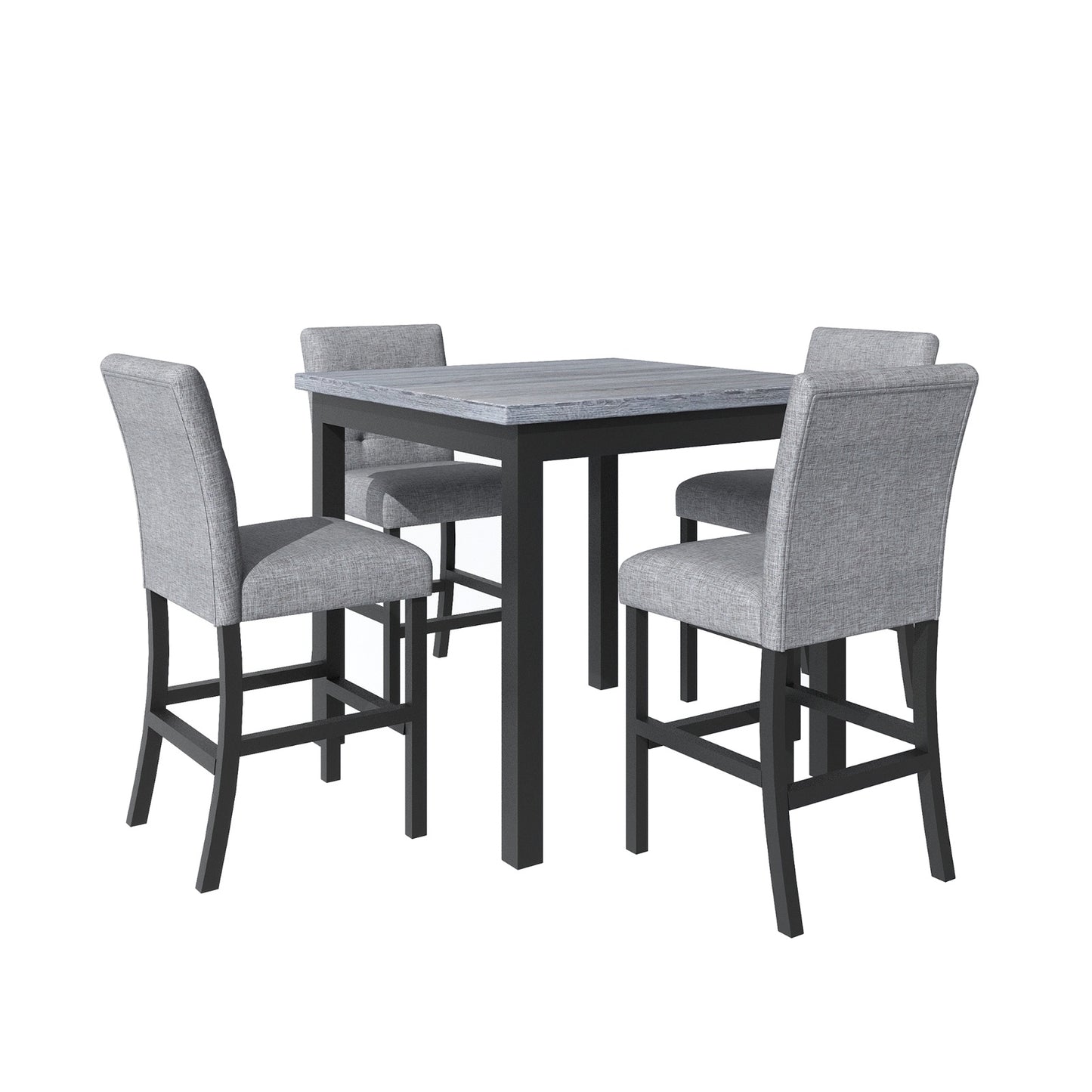 TOPMAX 5-Piece Counter Height Dining Set with Wood Table, Chairs Stools with Footrest