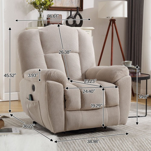 Power Lift Recliner Chair Recliners with Heat And Massage, Infinite Position, Side Pocket and USB Charge Port
