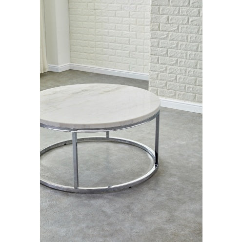 Echo - White Marble Top Round Coffee Table