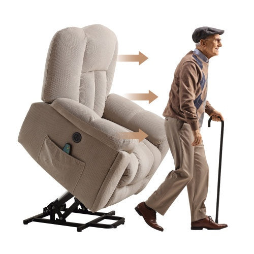 Power Lift Recliner Chair Recliners with Heat And Massage, Infinite Position, Side Pocket and USB Charge Port