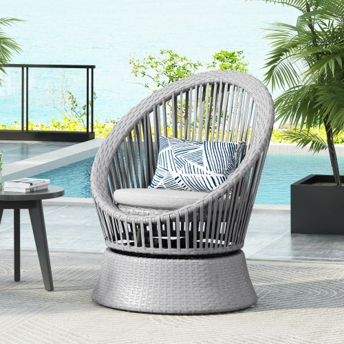 Wicker Lounge Chair With Rattan And Iron Frame