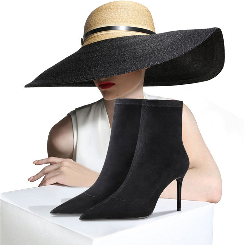 Suede Stretch High Heel Boots
