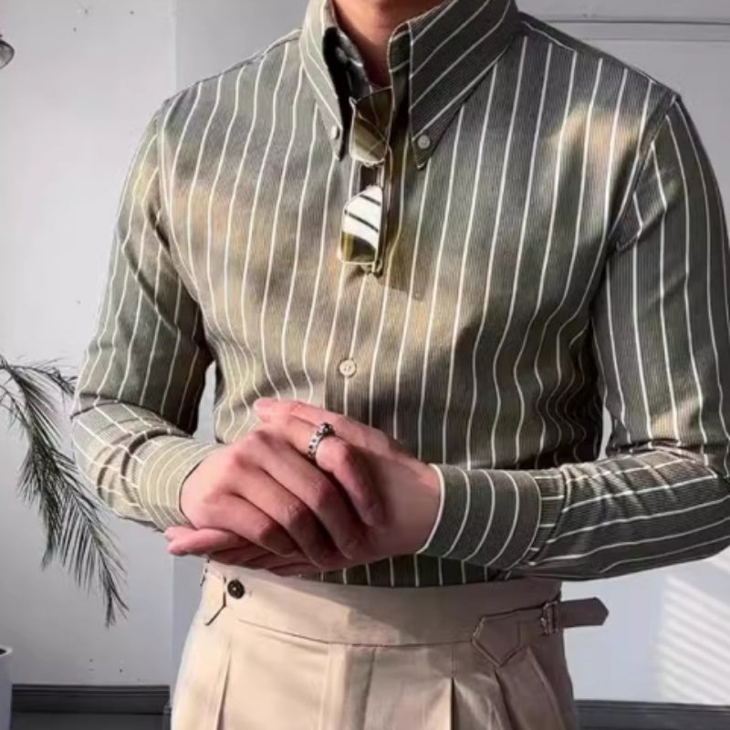Business Long Sleeve Striped Button Down