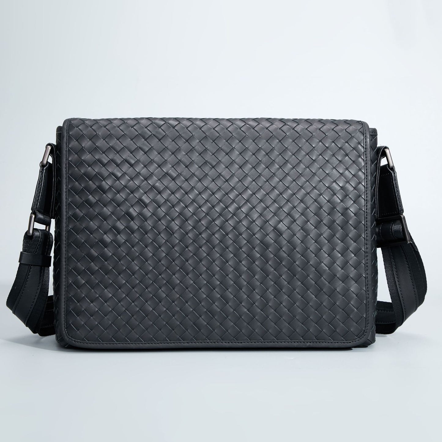 Leather Woven Messenger Bag